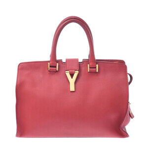 SAINT LAURENT Cabas Bag Red Calfskin Handbag